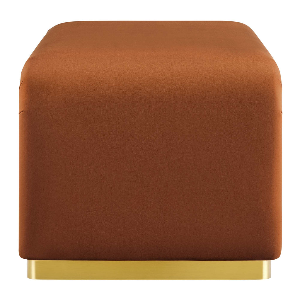 Koda Performance Velvet Waterfall Ottoman - Brass Rust