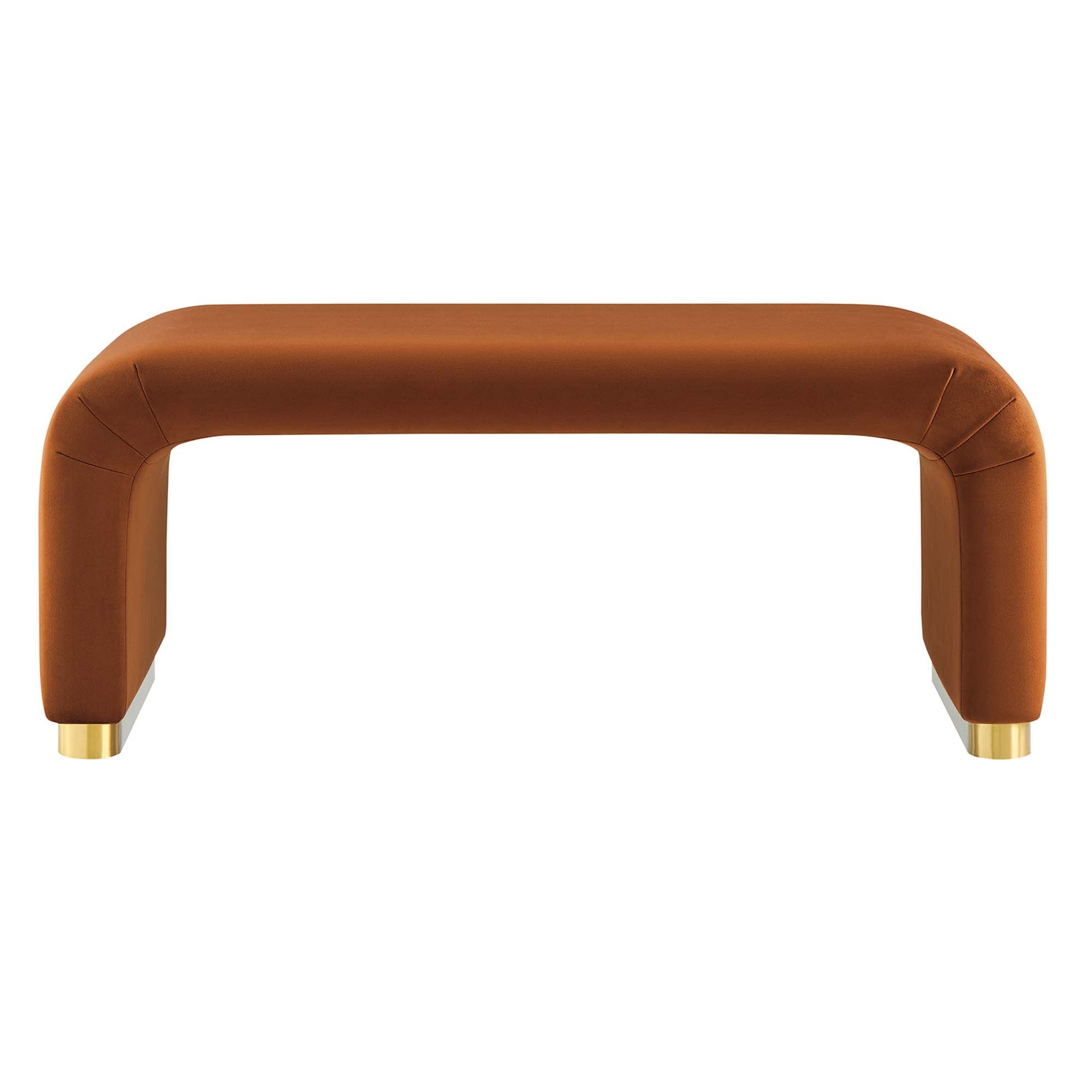 Koda Performance Velvet Waterfall Ottoman - Brass Rust