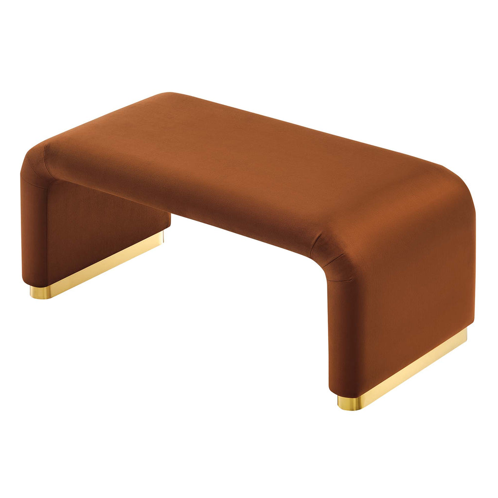 Koda Performance Velvet Waterfall Ottoman - Brass Rust