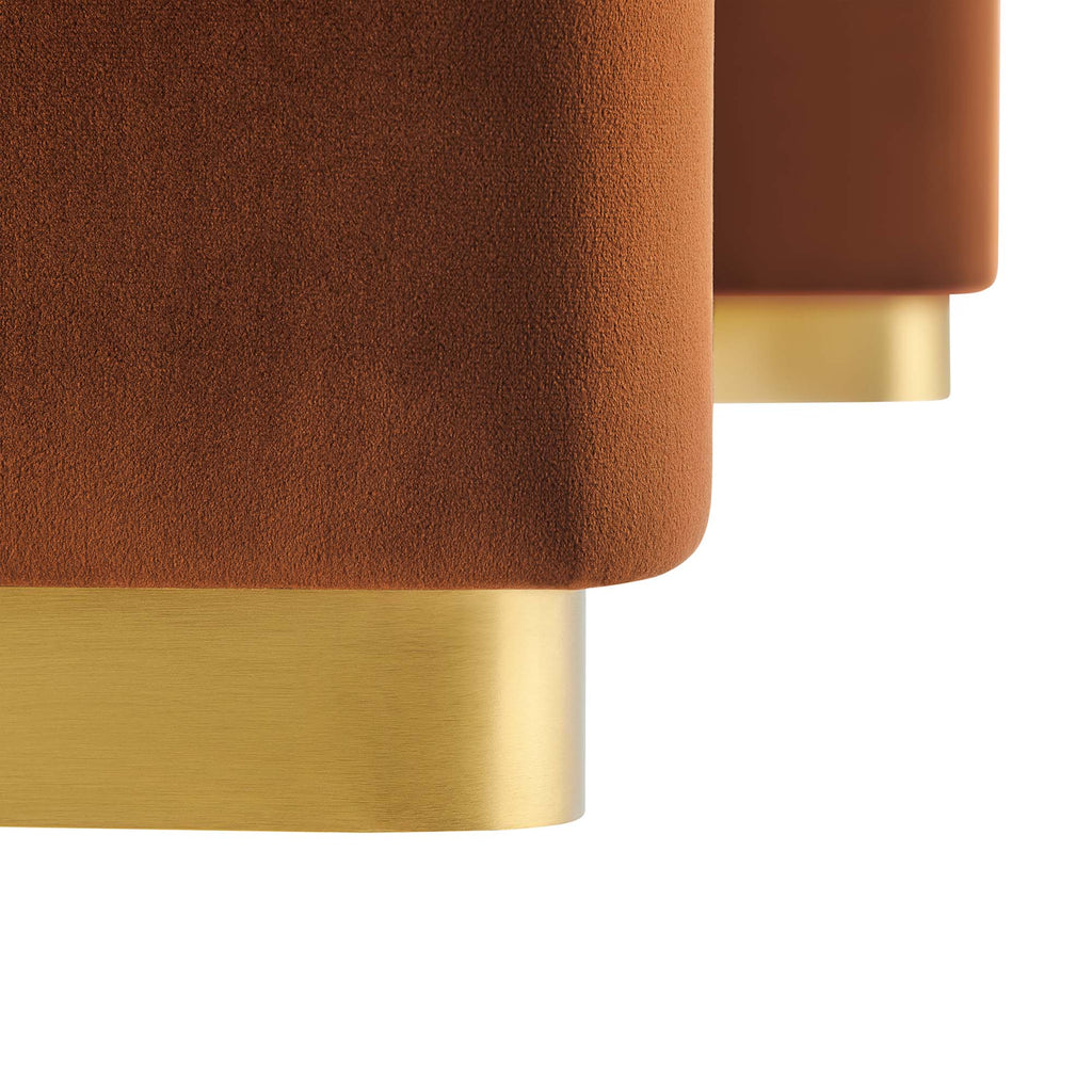 Koda Performance Velvet Waterfall Ottoman - Brass Rust