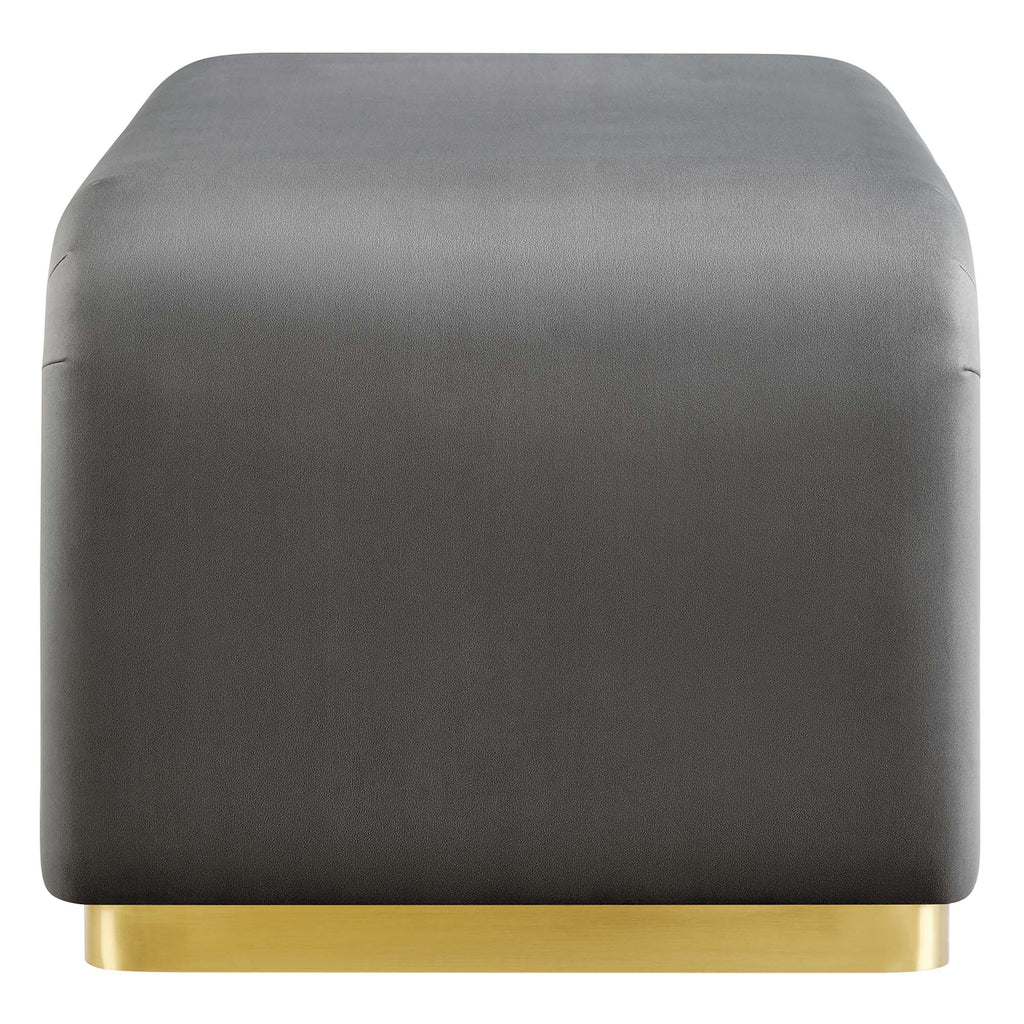 Koda Performance Velvet Waterfall Ottoman - Brass Storm Gray