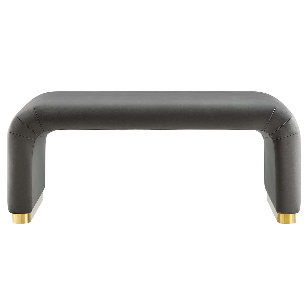 Koda Performance Velvet Waterfall Ottoman - Brass Storm Gray