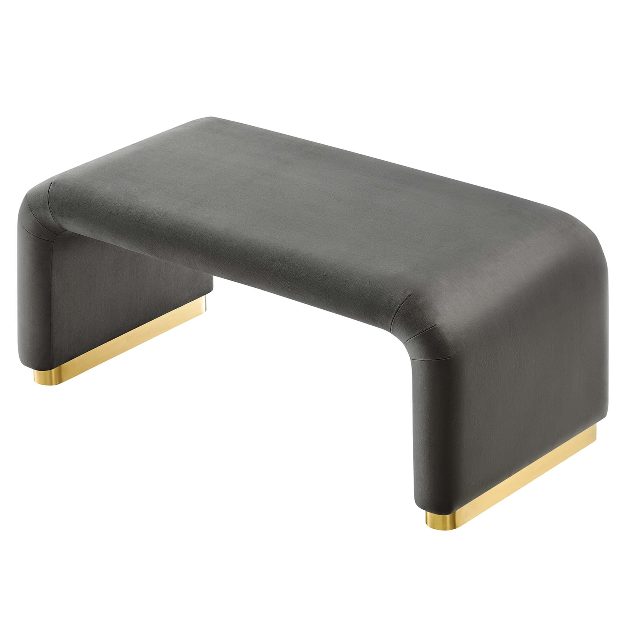 Koda Performance Velvet Waterfall Ottoman - Brass Storm Gray