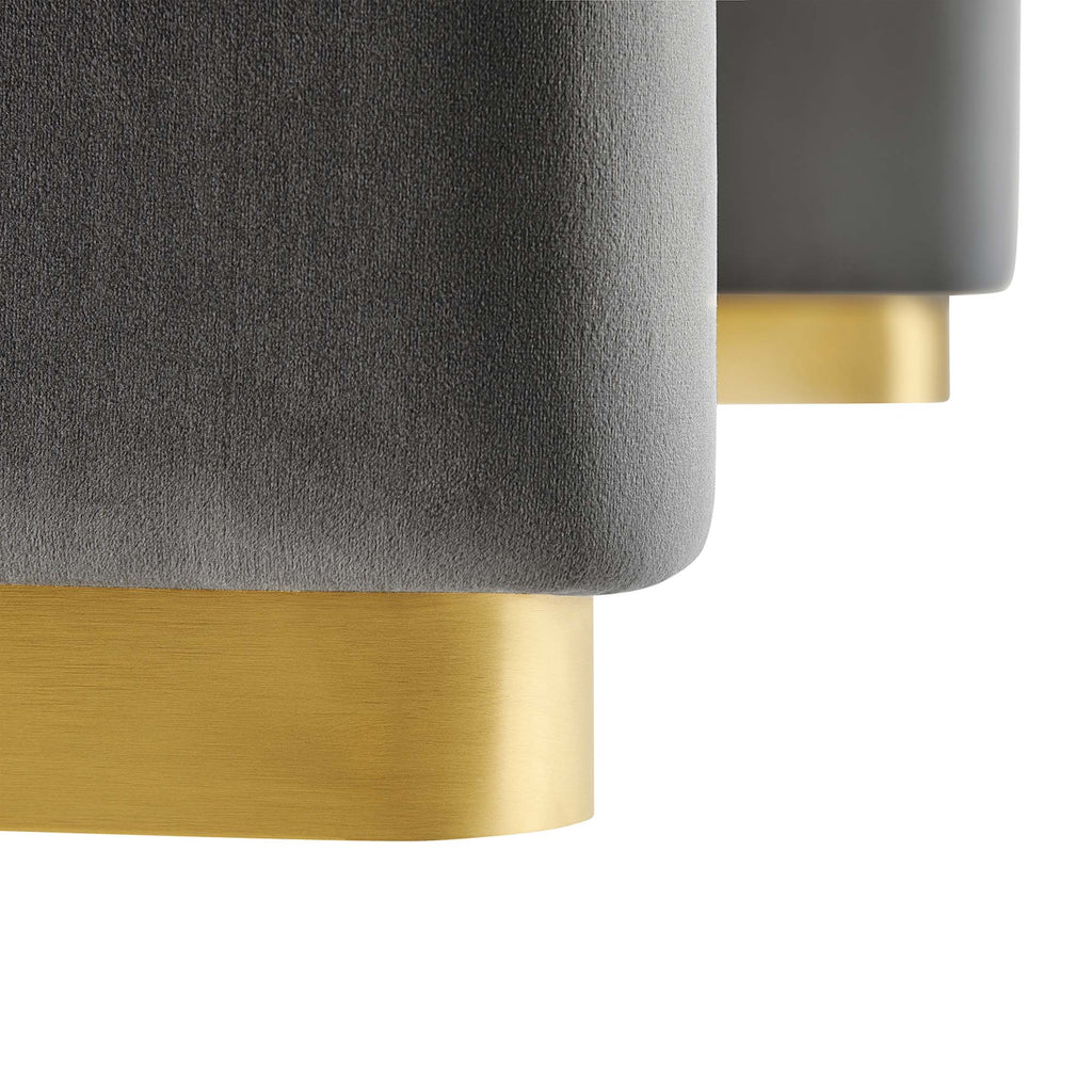 Koda Performance Velvet Waterfall Ottoman - Brass Storm Gray