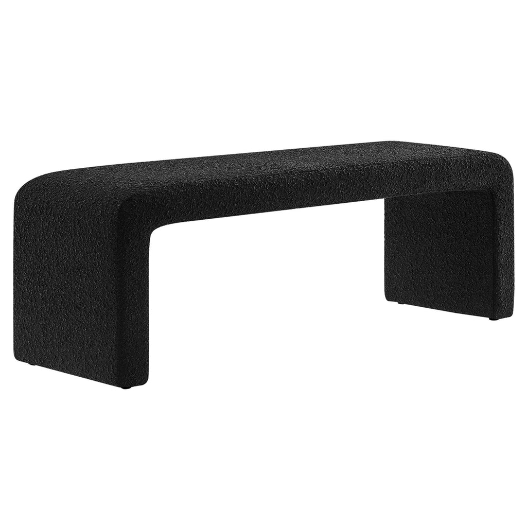 Simba Boucle Fabric Waterfall Long Bench - Black