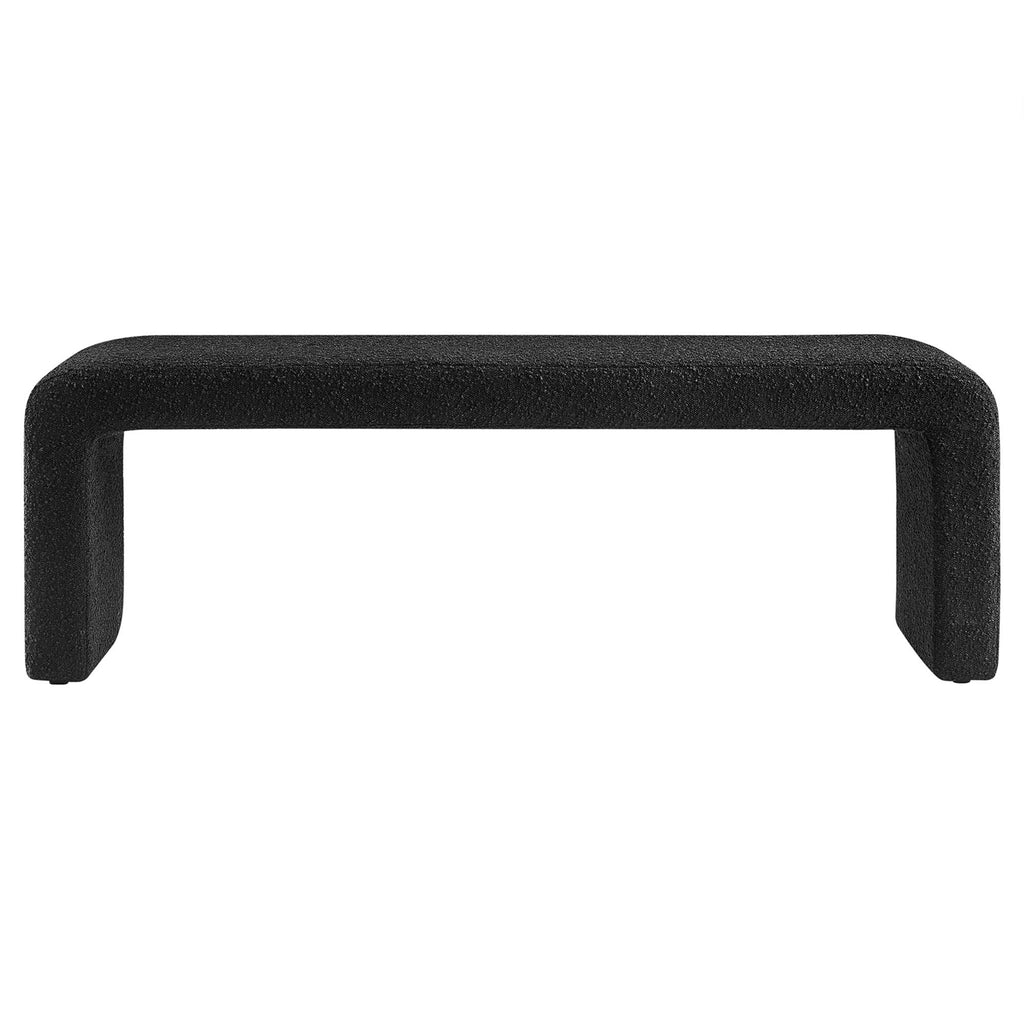 Simba Boucle Fabric Waterfall Long Bench - Black