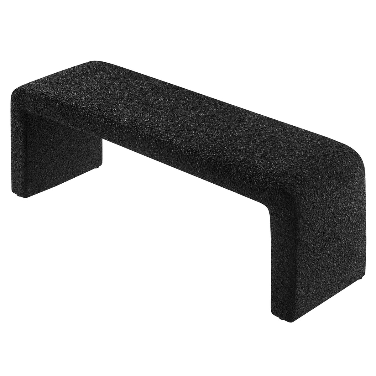 Simba Boucle Fabric Waterfall Long Bench - Black