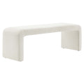 Simba Boucle Fabric Waterfall Long Bench - Ivory