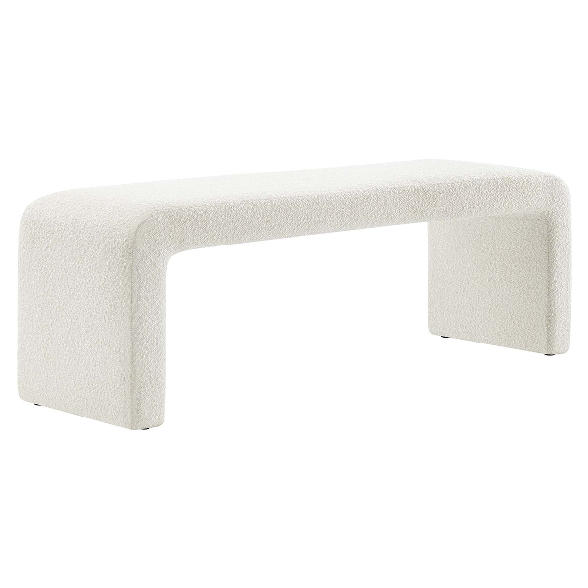Simba Boucle Fabric Waterfall Long Bench - Ivory