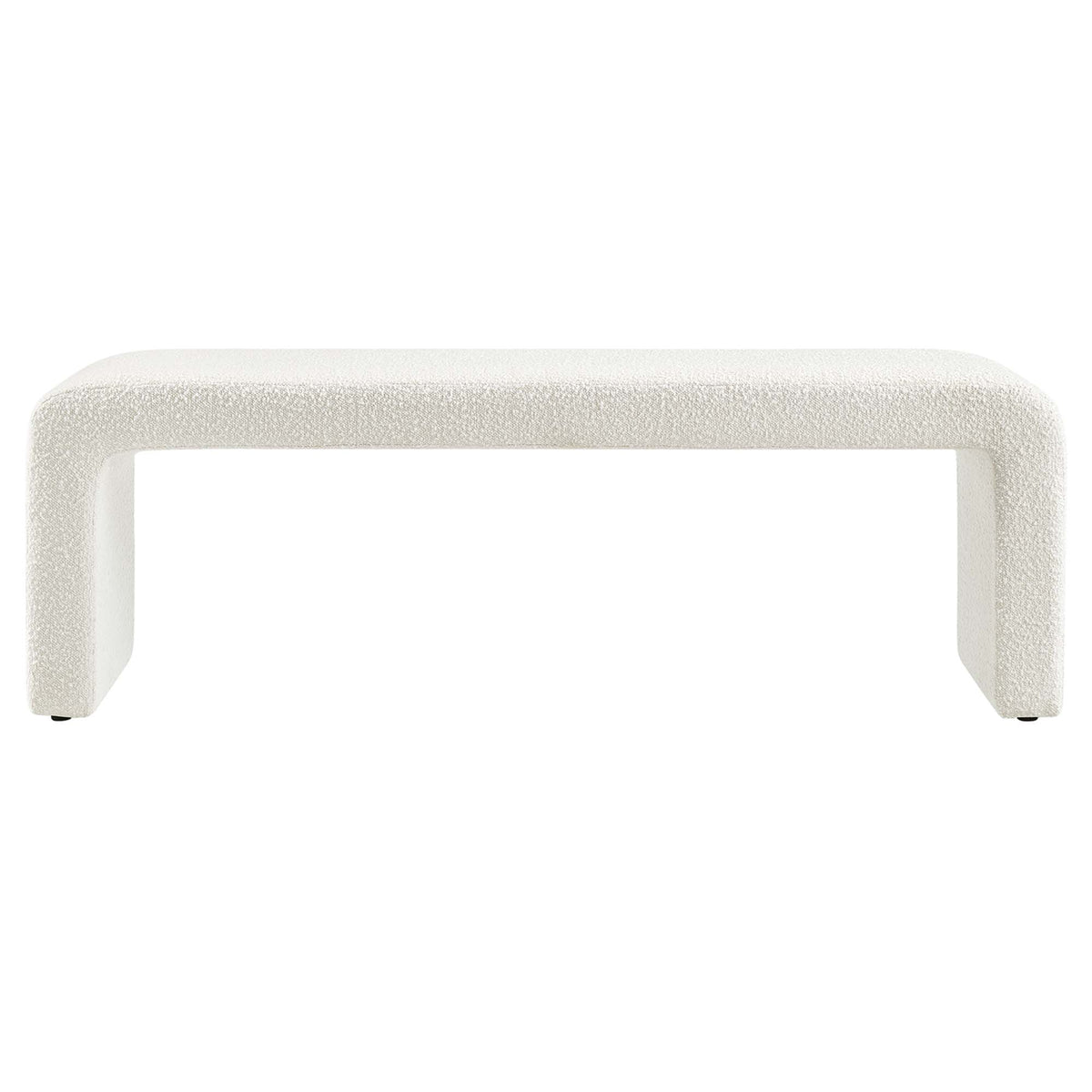 Simba Boucle Fabric Waterfall Long Bench - Ivory