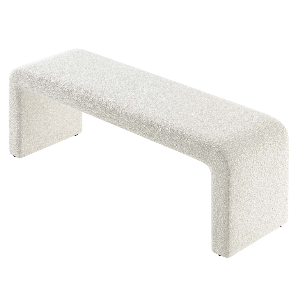 Simba Boucle Fabric Waterfall Long Bench - Ivory