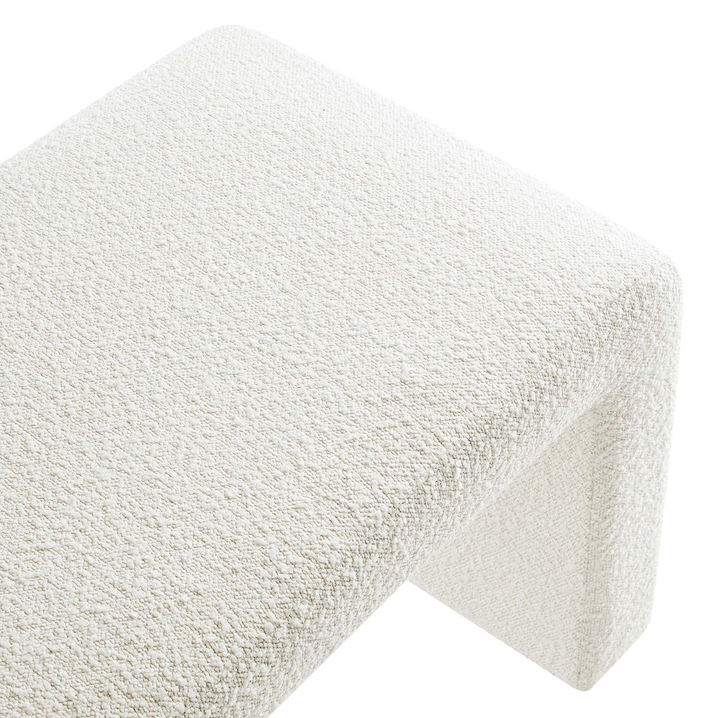 Simba Boucle Fabric Waterfall Long Bench - Ivory