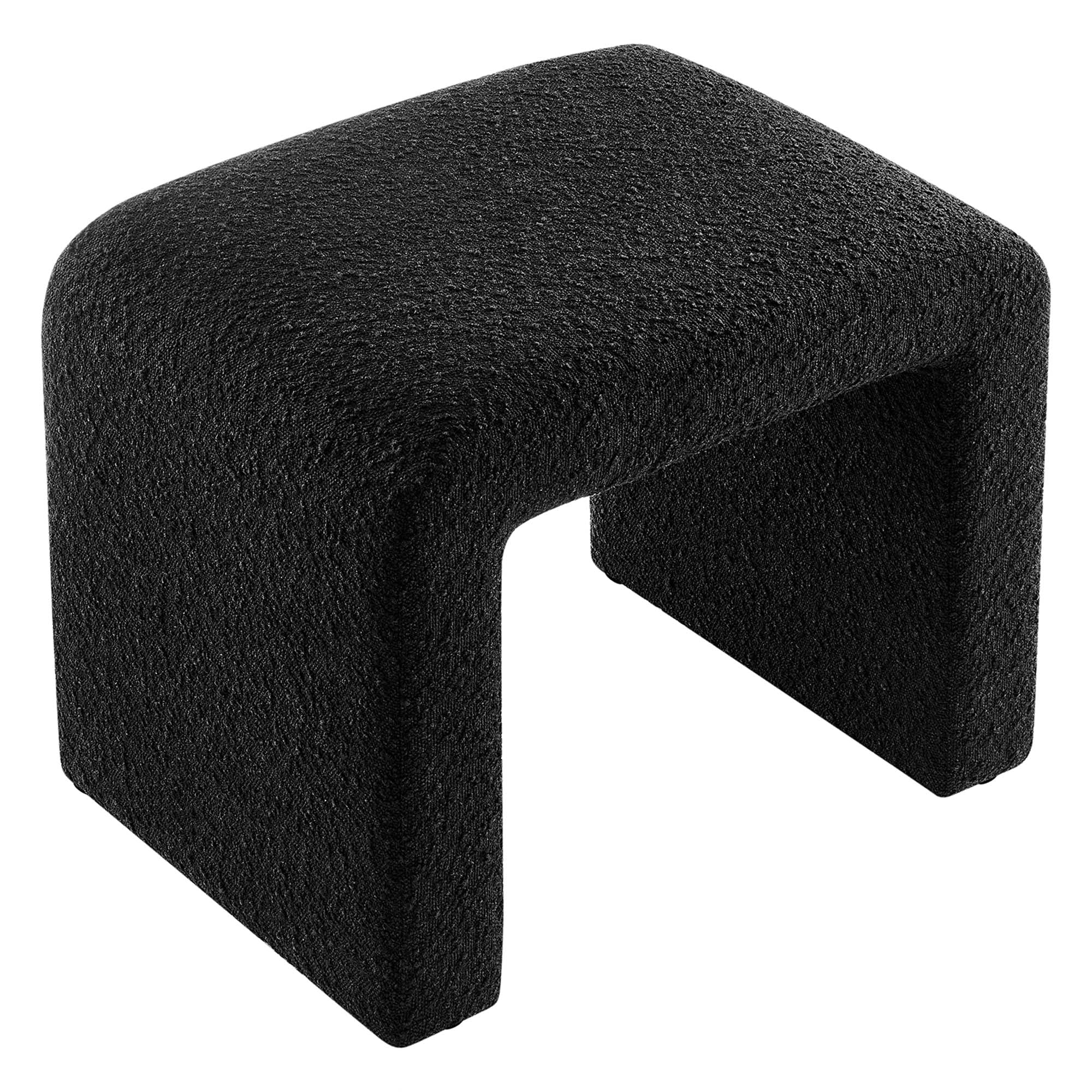 Simba Boucle Fabric Waterfall Stool - Black