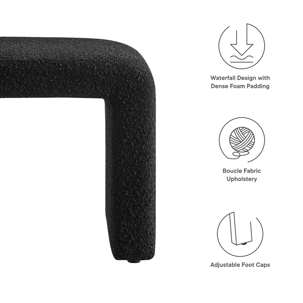 Simba Boucle Fabric Waterfall Stool - Black