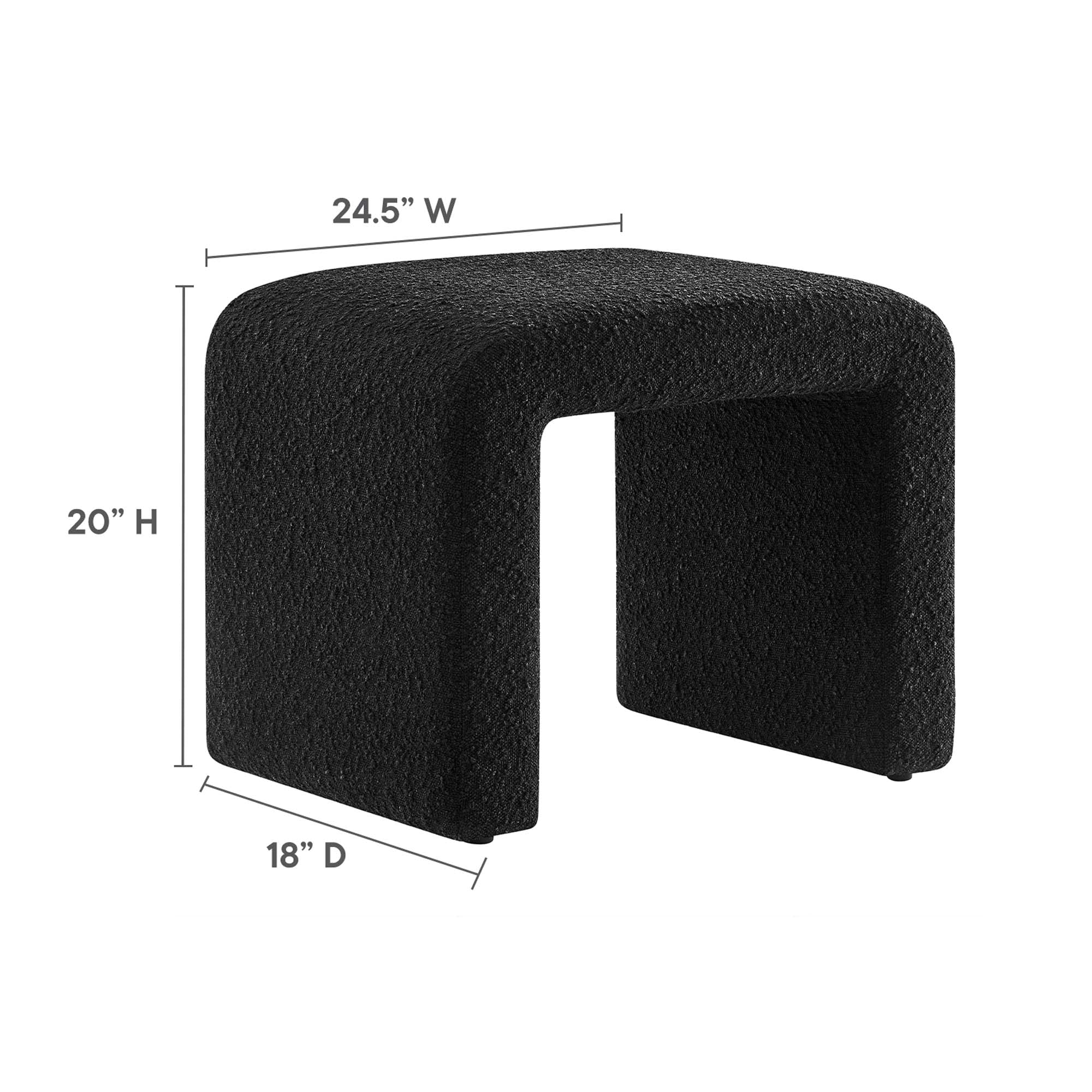 Simba Boucle Fabric Waterfall Stool - Black