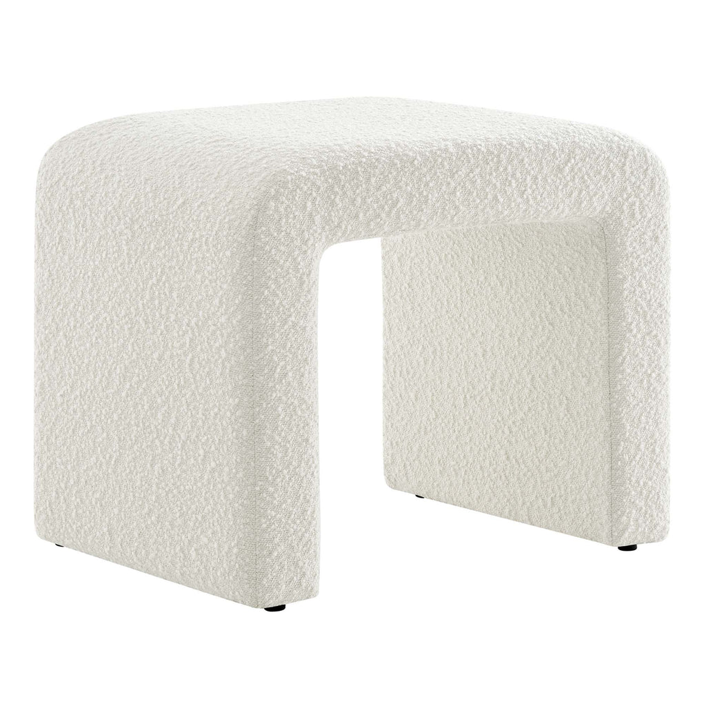 Simba Boucle Fabric Waterfall Stool - Ivory