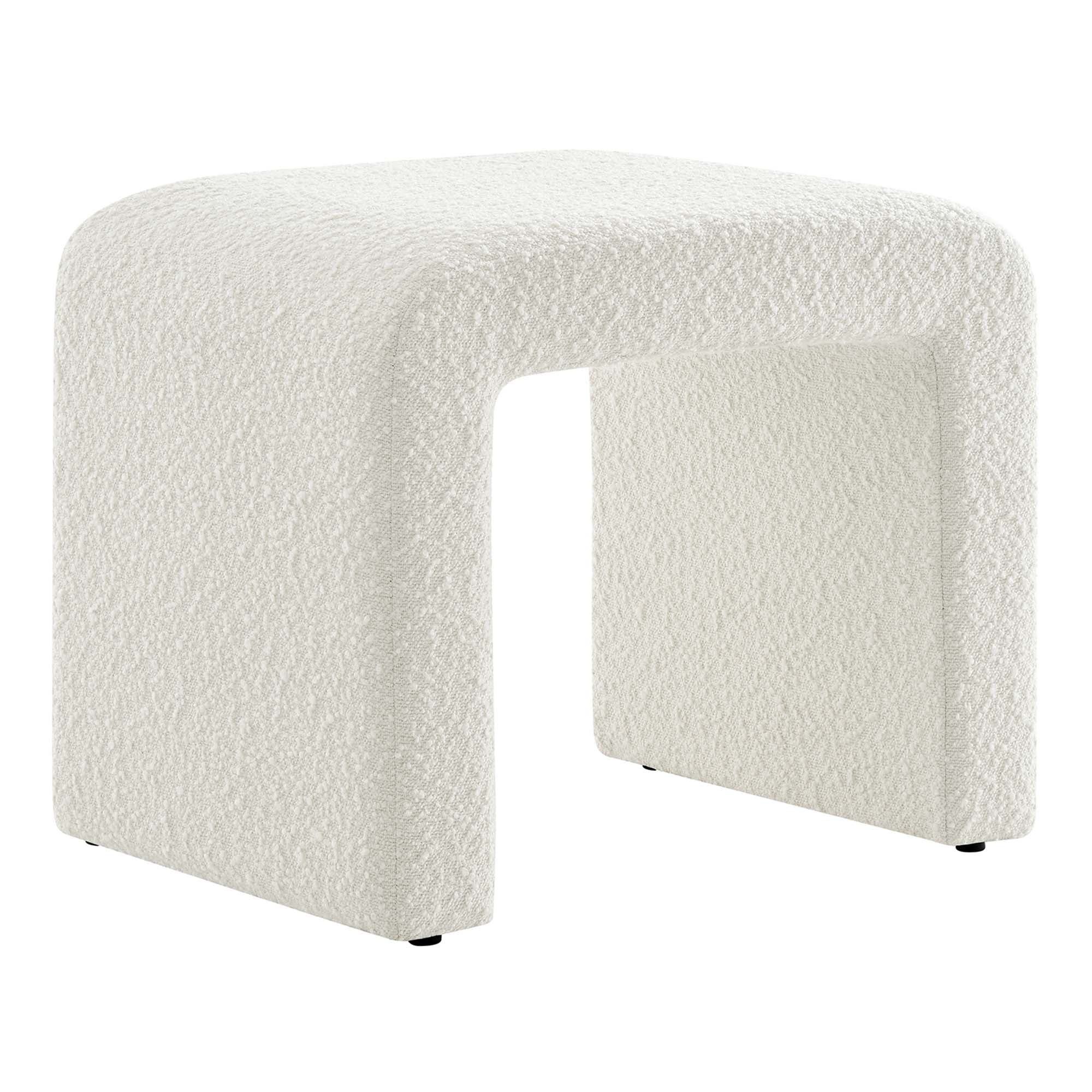 Simba Boucle Fabric Waterfall Stool - Ivory