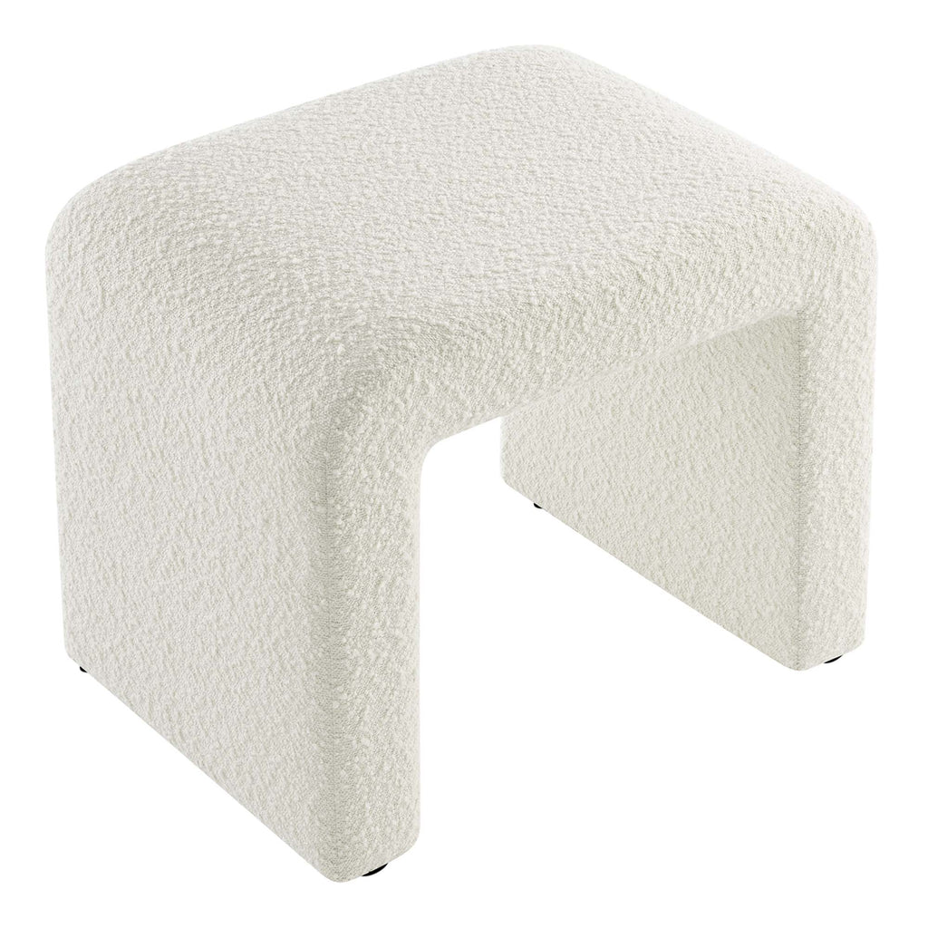 Simba Boucle Fabric Waterfall Stool - Ivory