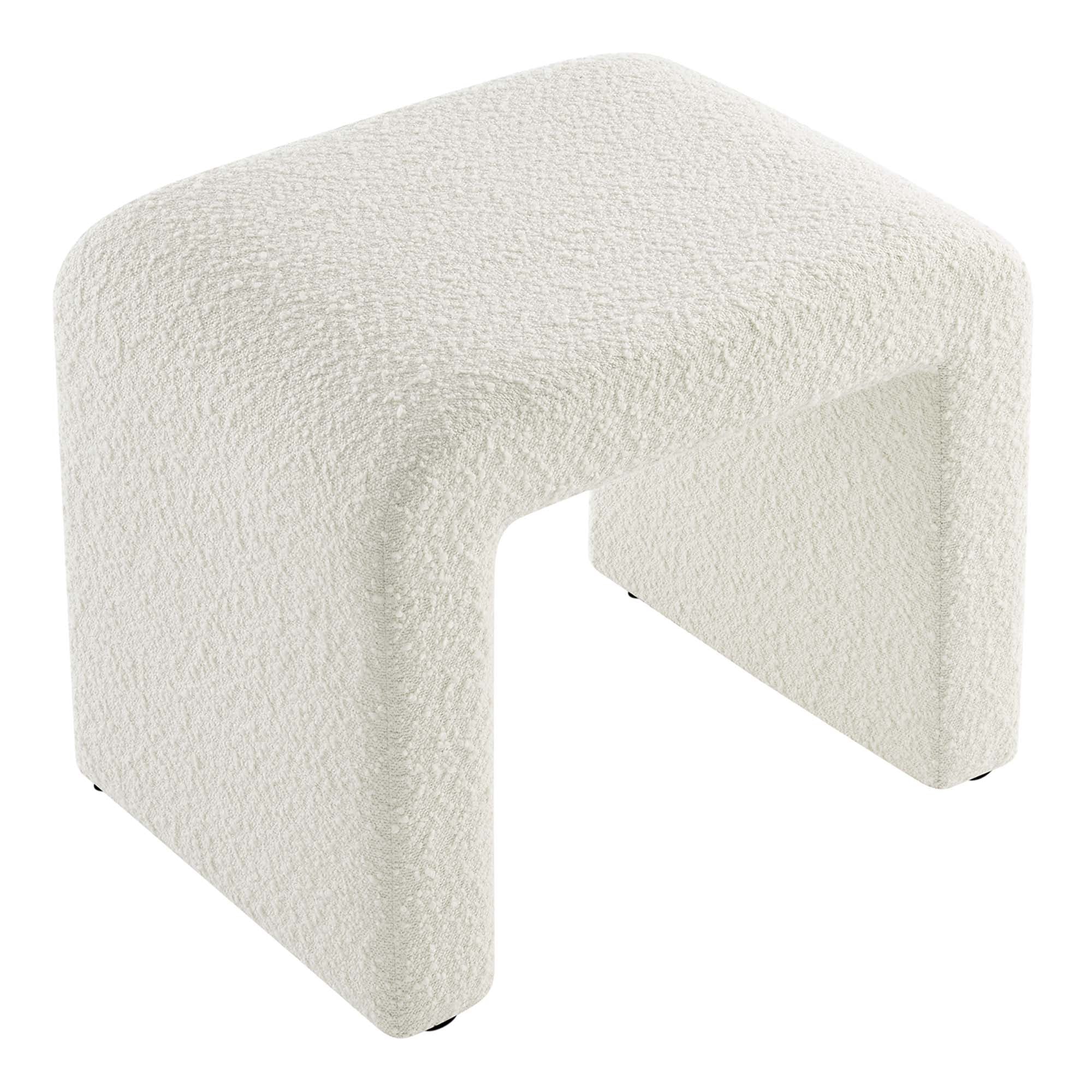 Simba Boucle Fabric Waterfall Stool - Ivory