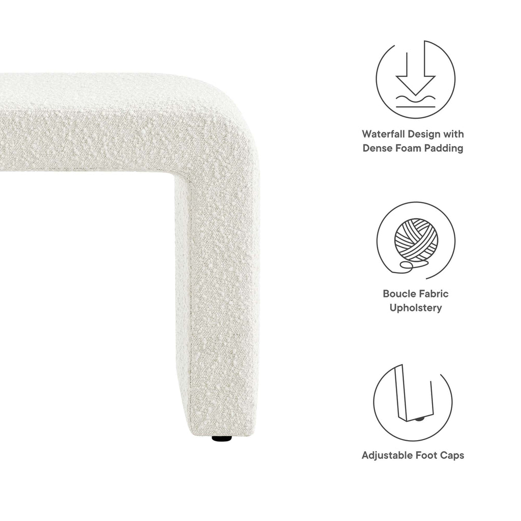 Simba Boucle Fabric Waterfall Stool - Ivory