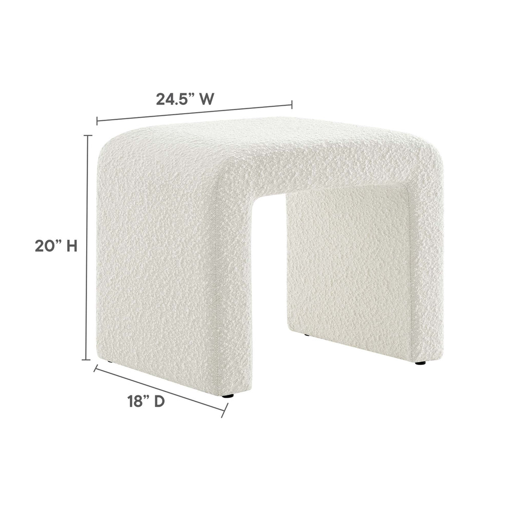 Simba Boucle Fabric Waterfall Stool - Ivory