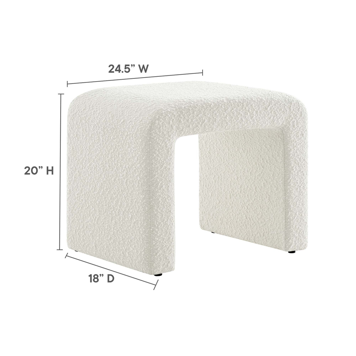 Simba Boucle Fabric Waterfall Stool - Ivory