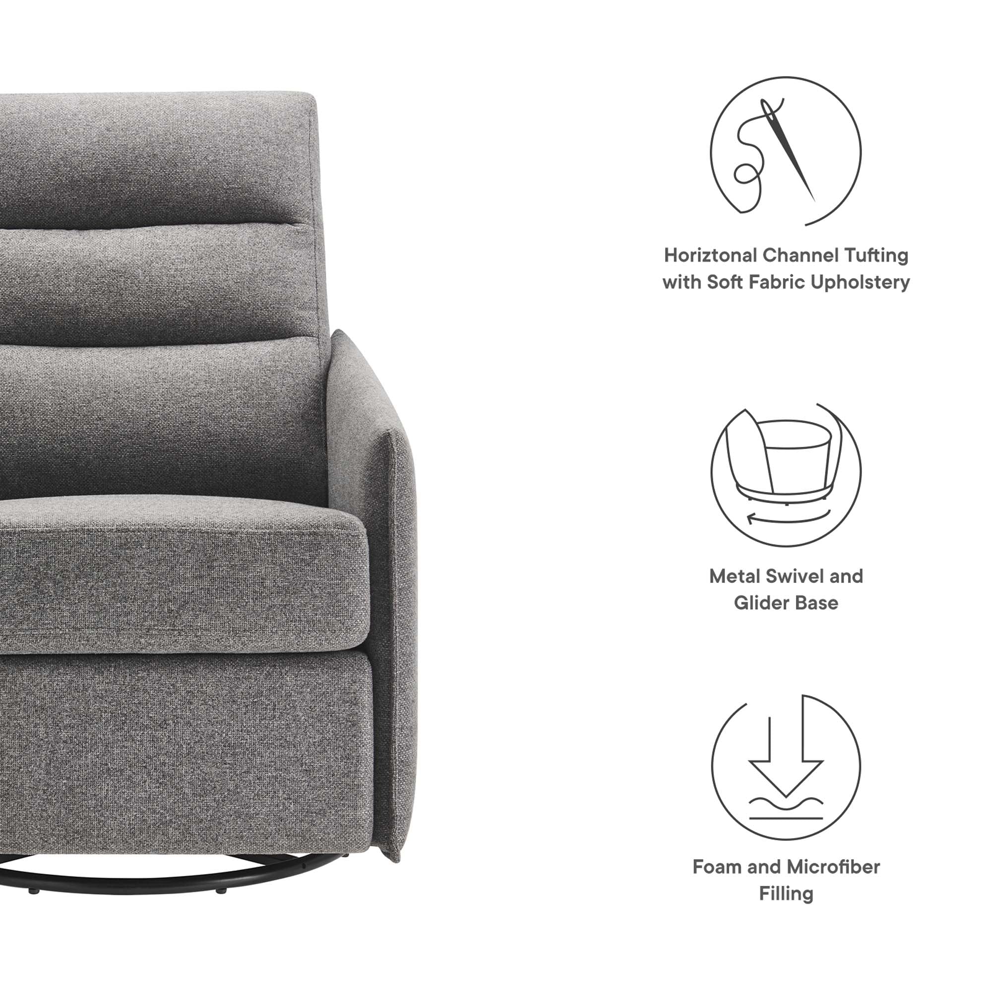 Etta Upholstered Fabric Lounge Chair - Light Gray