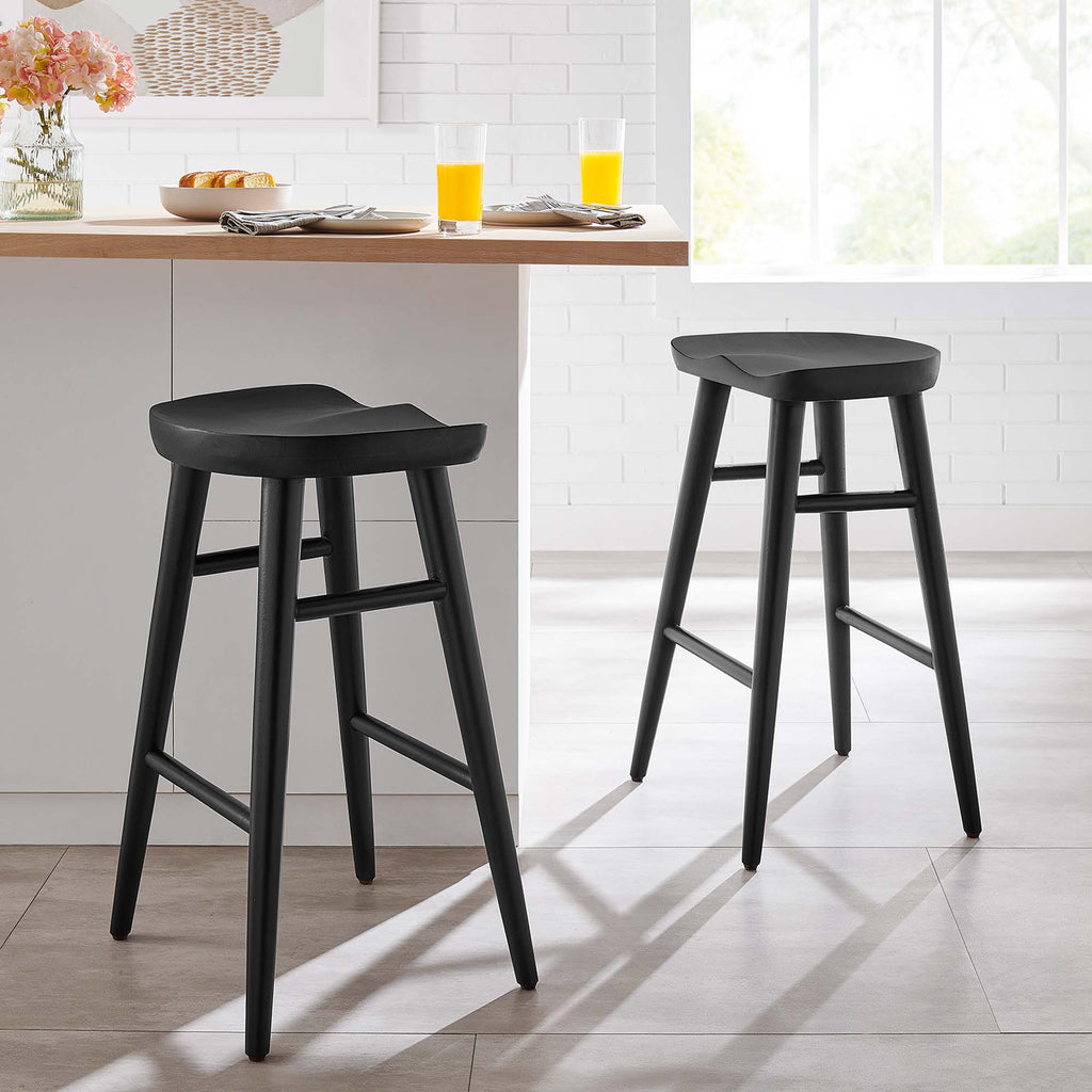Saville Backless Wood Counter Stools Set of 2 - Black