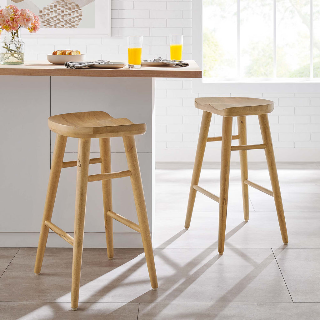 Saville Backless Wood Counter Stools Set of 2 - Oak