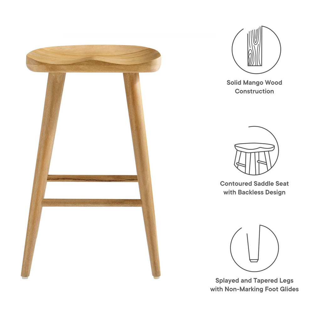 Saville Backless Wood Counter Stools Set of 2 - Oak