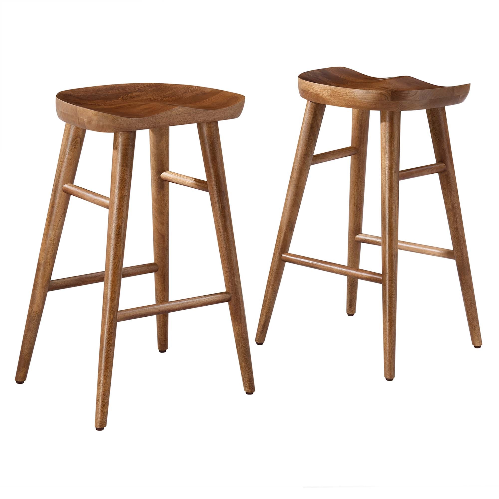 Saville Backless Wood Counter Stools Set of 2 - Walnut