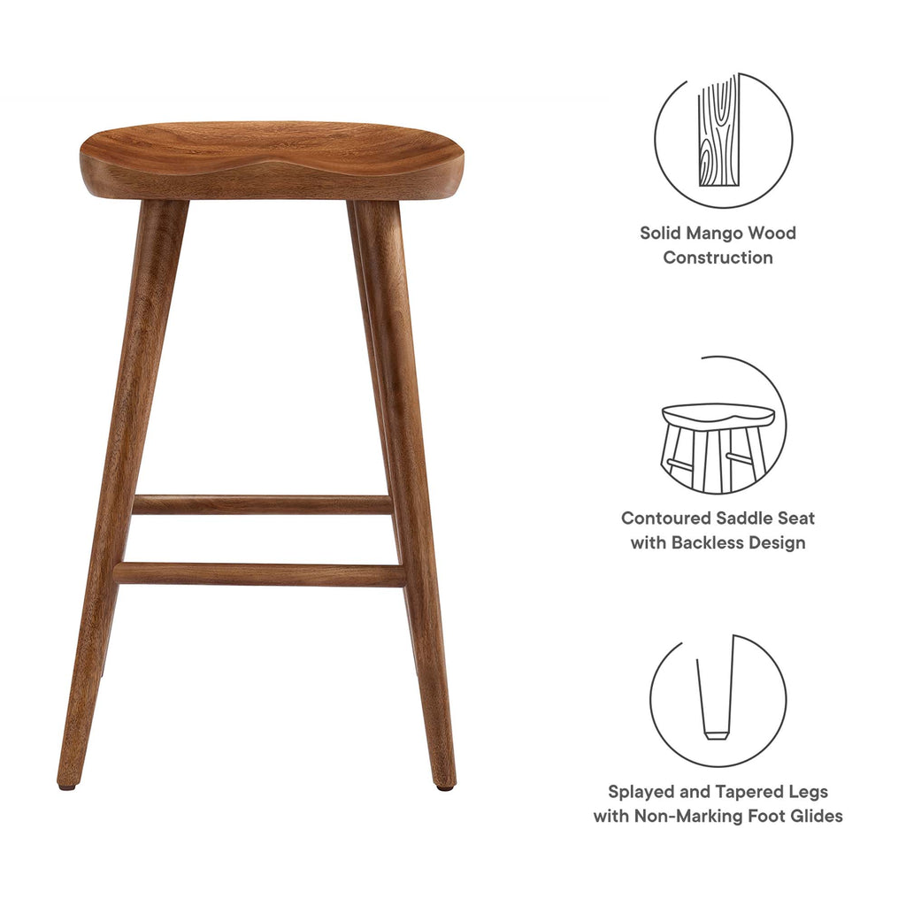Saville Backless Wood Counter Stools Set of 2 - Walnut