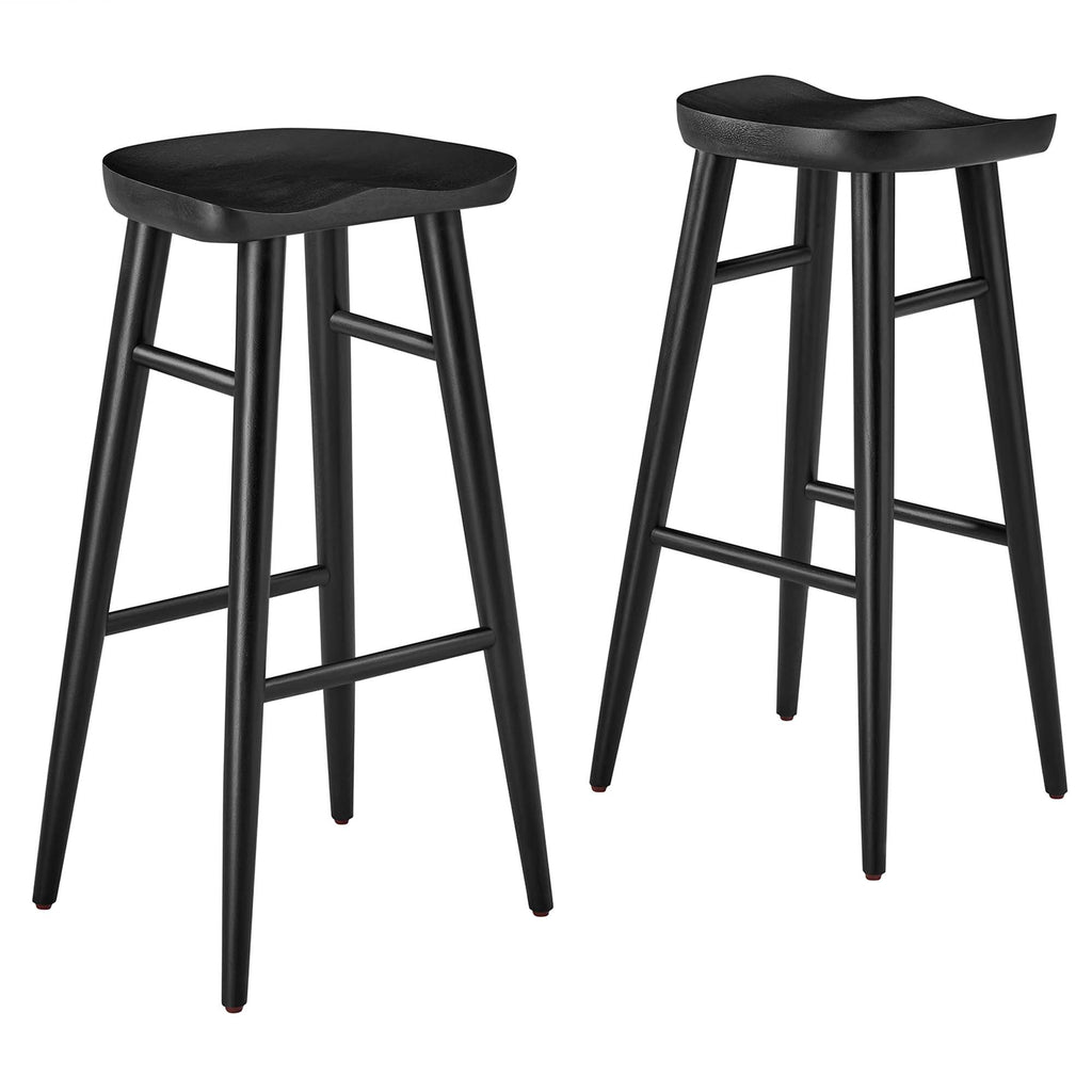 Saville Backless Wood Bar Stools Set of 2 - Black