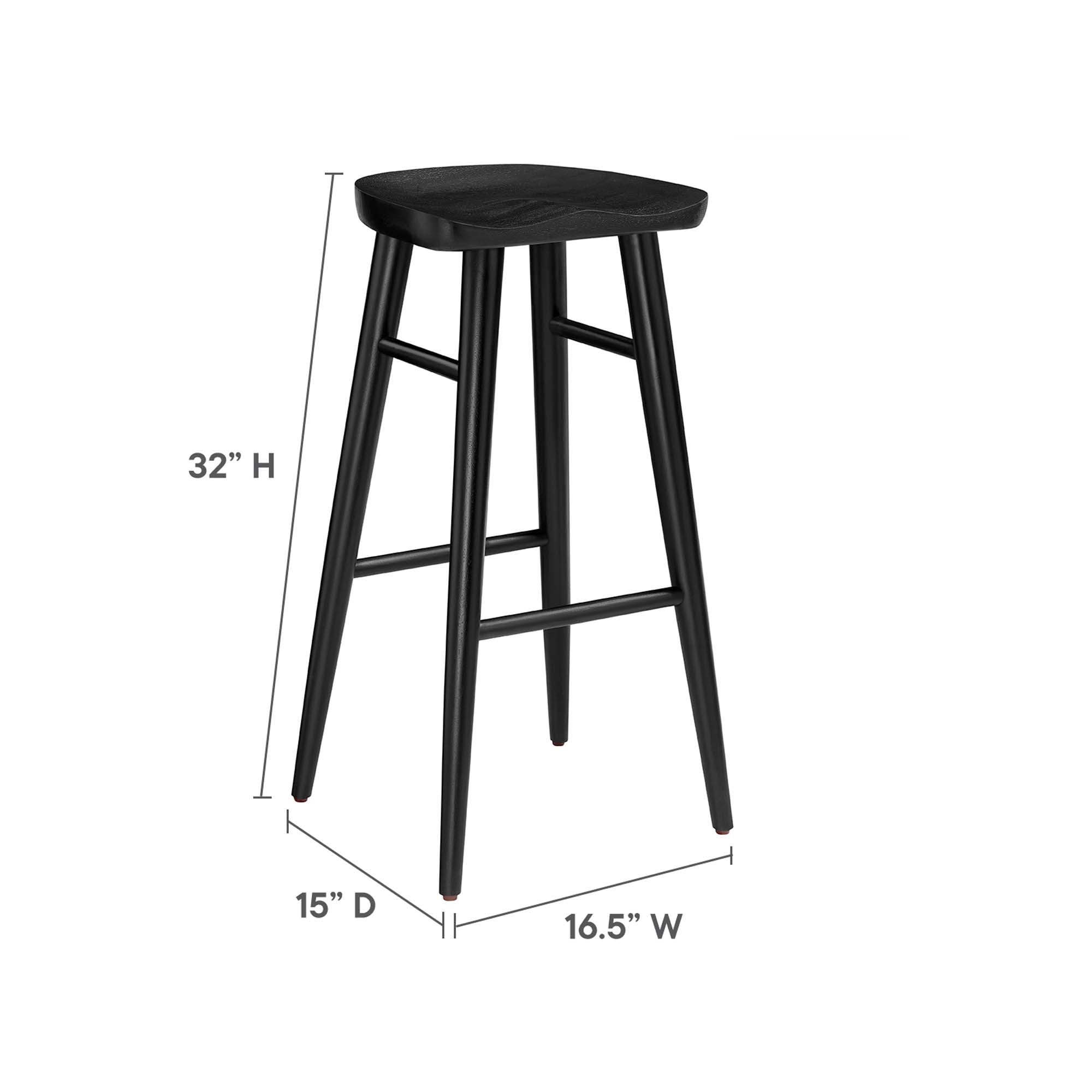 Saville Backless Wood Bar Stools Set of 2 - Black