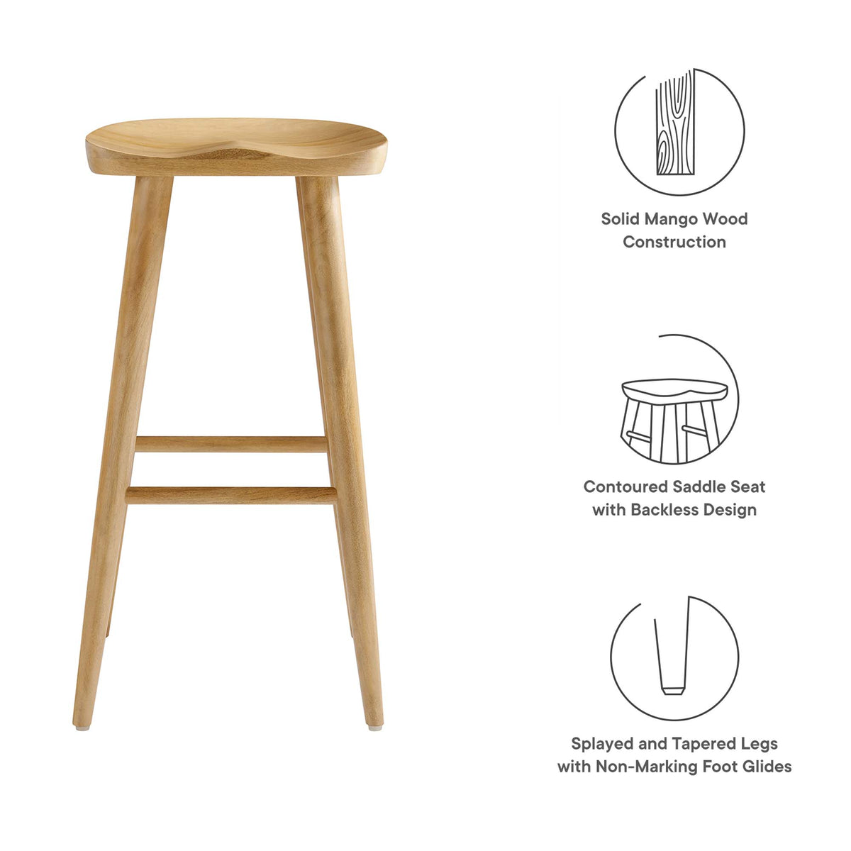 Saville Backless Wood Bar Stools Set of 2 - Oak