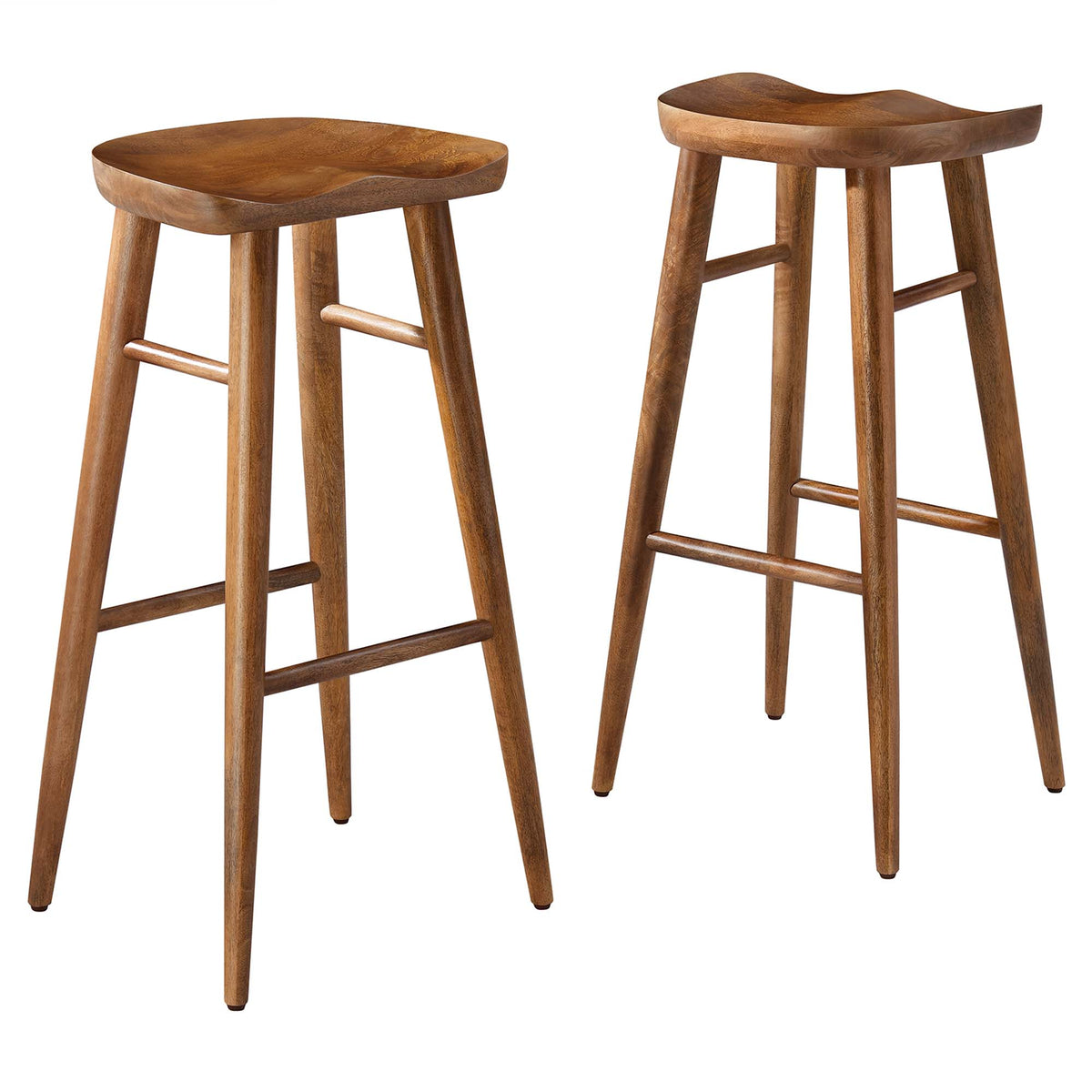 Saville Backless Wood Bar Stools Set of 2 - Walnut