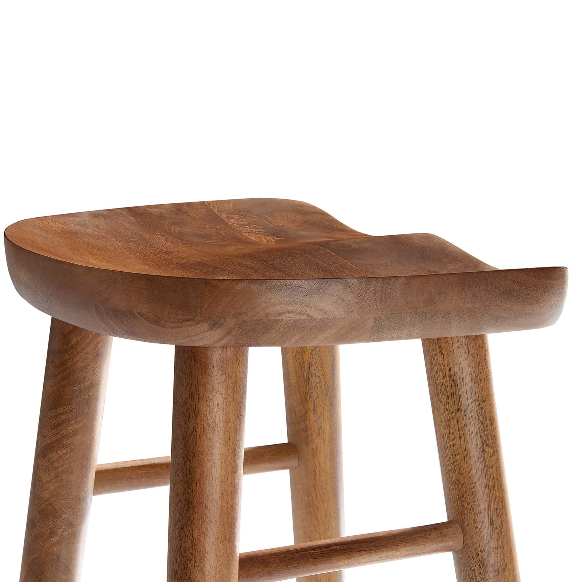 Saville Backless Wood Bar Stools Set of 2 - Walnut