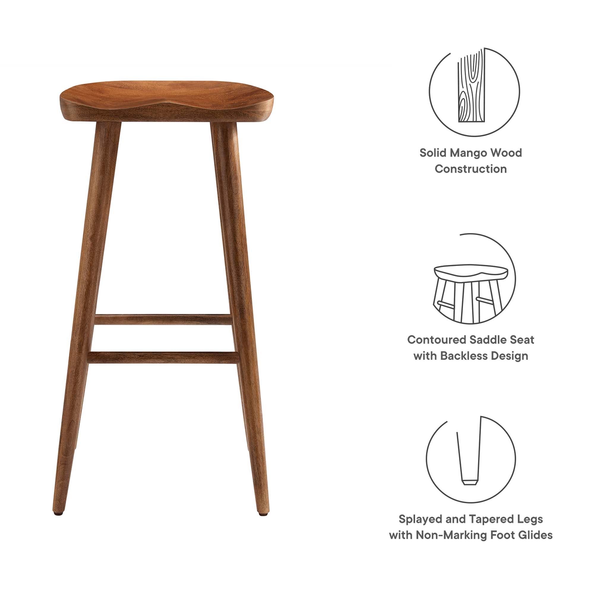 Saville Backless Wood Bar Stools Set of 2 - Walnut