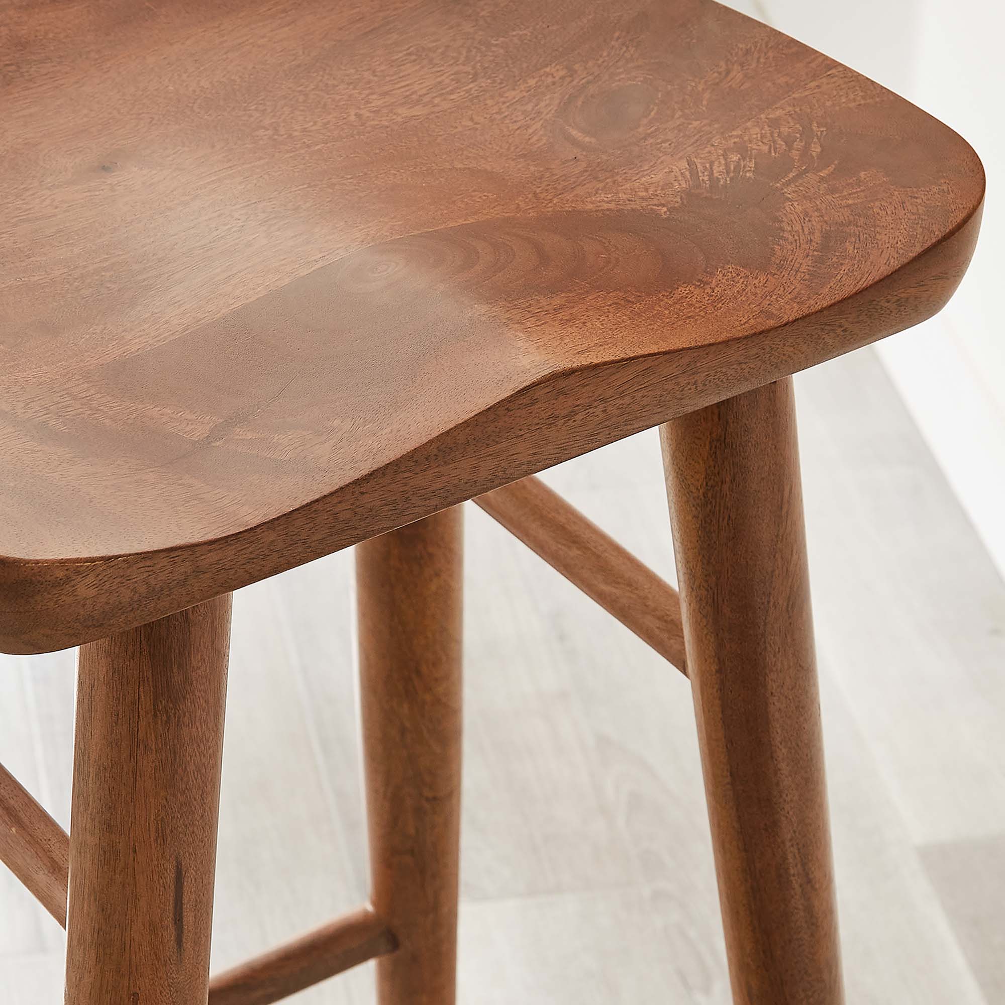 Saville Backless Wood Bar Stools Set of 2 - Walnut