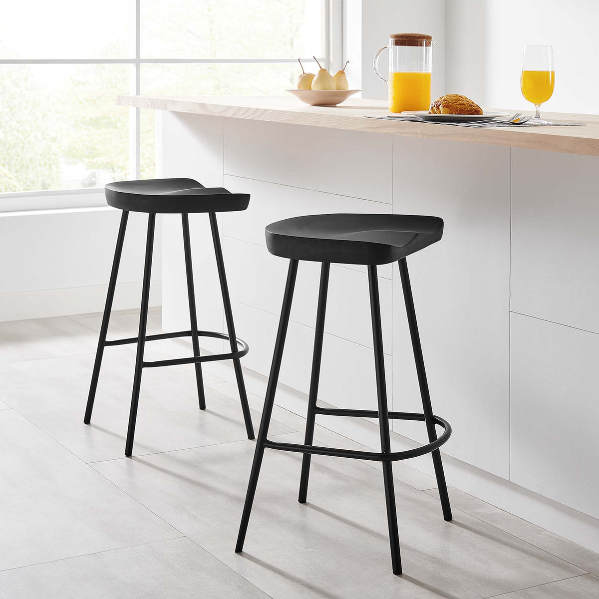 Concord Backless Wood Counter Stools Set of 2 - Black
