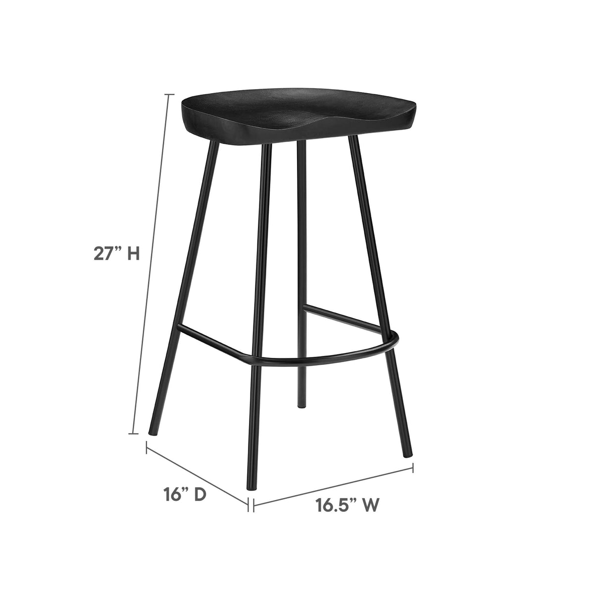 Concord Backless Wood Counter Stools Set of 2 - Black