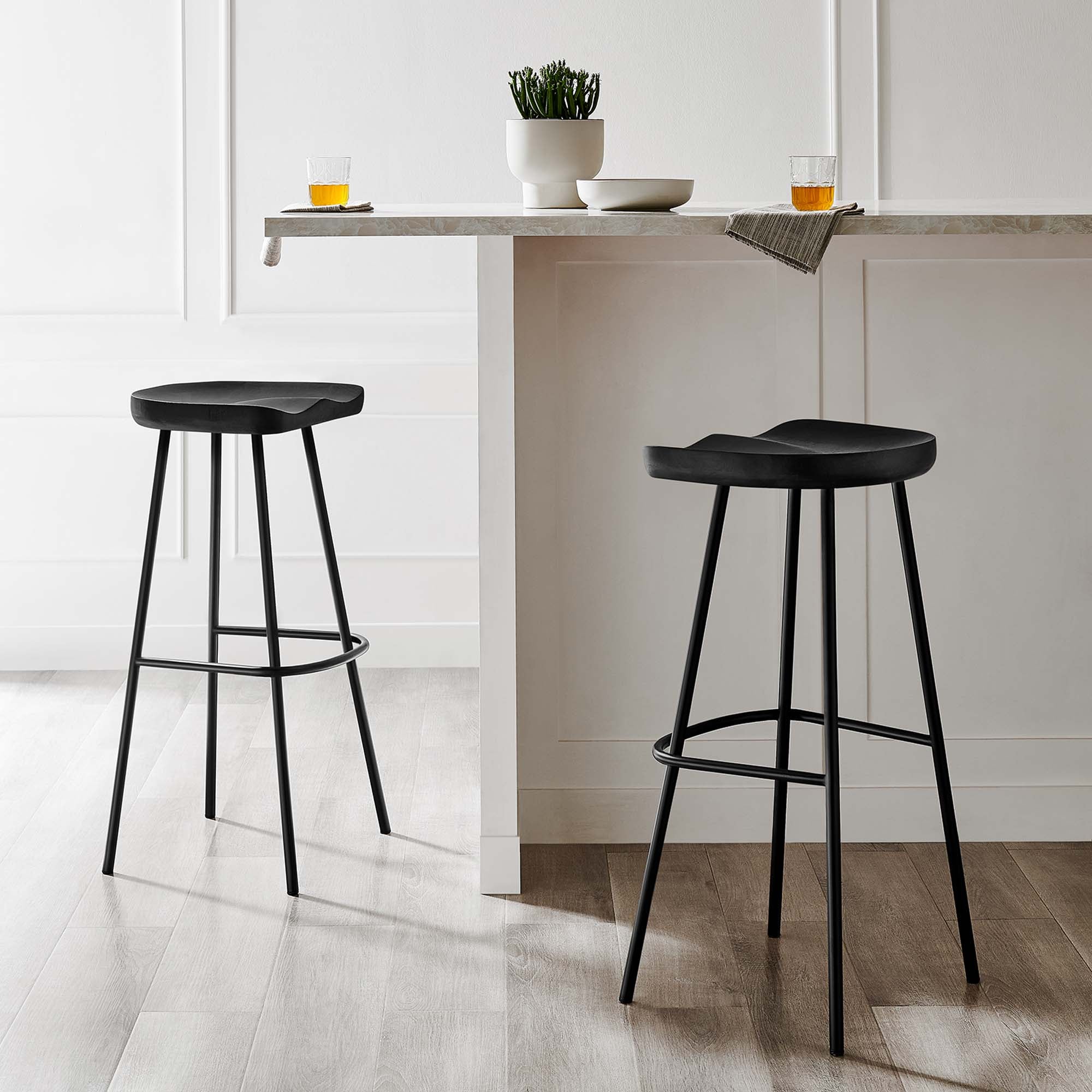 Concord Backless Wood Bar Stools Set of 2 - Black