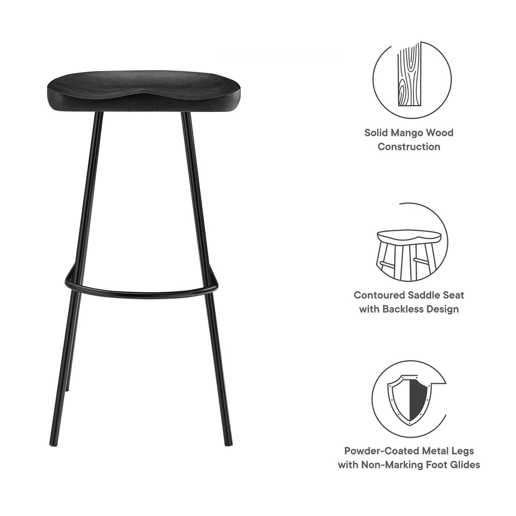 Concord Backless Wood Bar Stools Set of 2 - Black