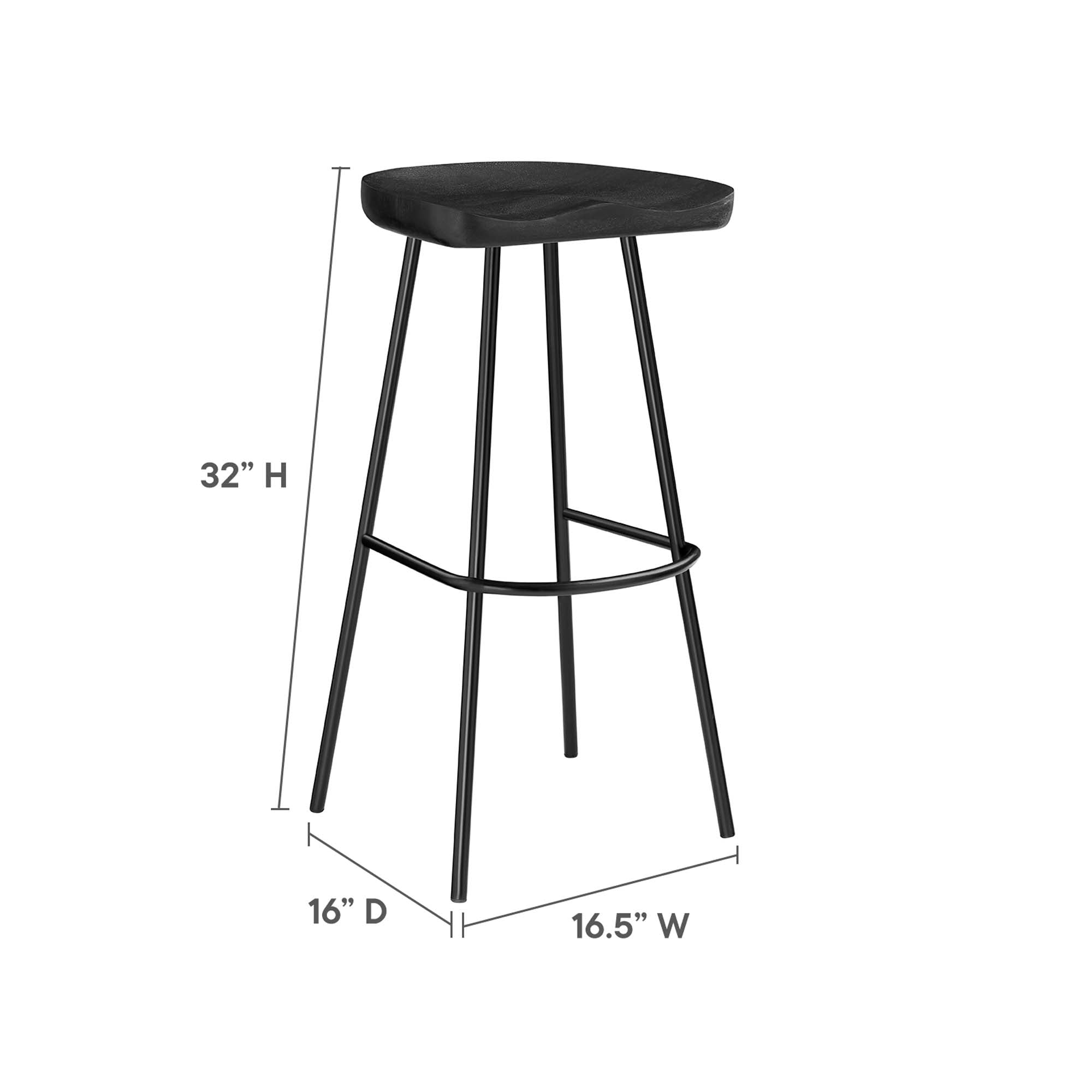 Concord Backless Wood Bar Stools Set of 2 - Black
