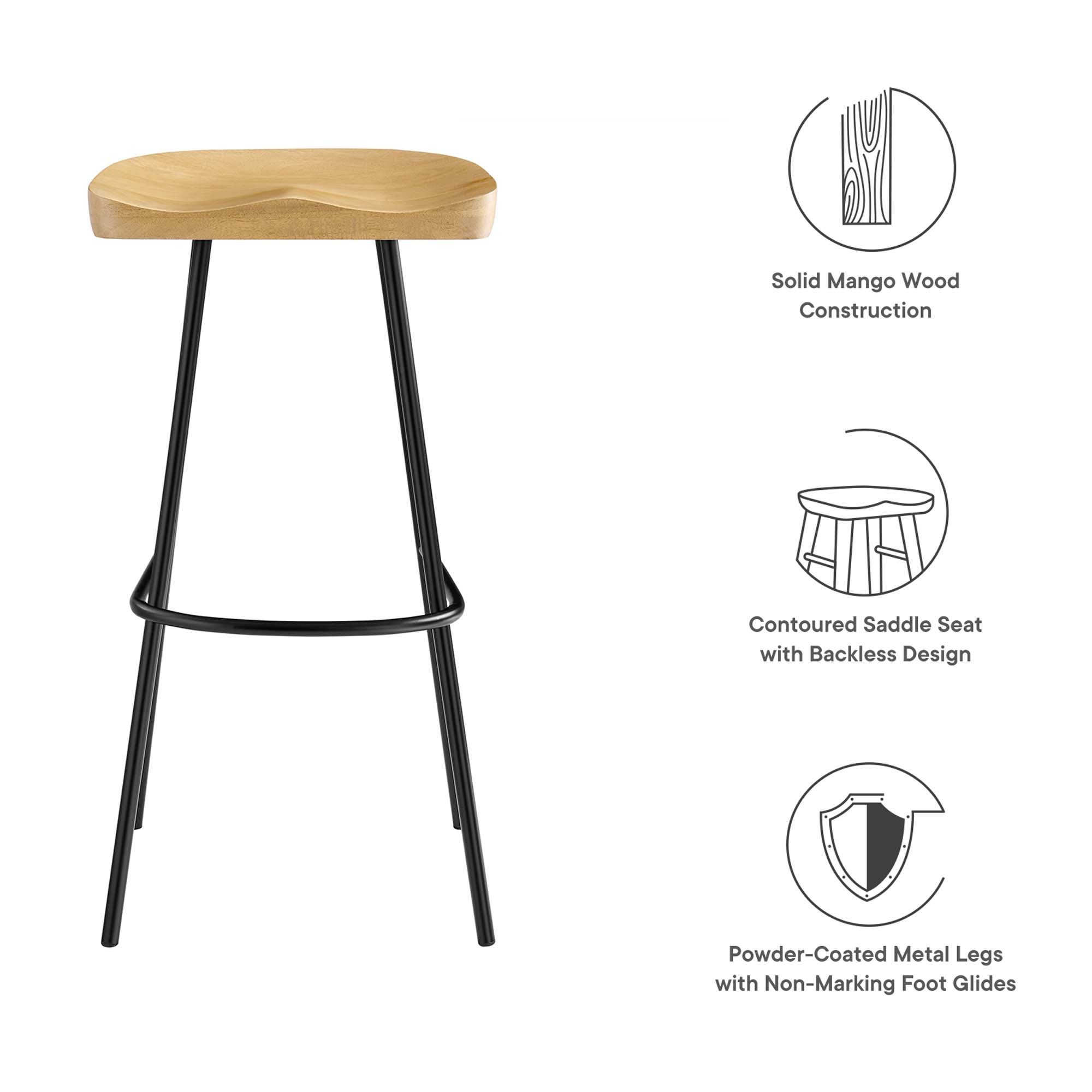 Concord Backless Wood Bar Stools Set of 2 - Oak