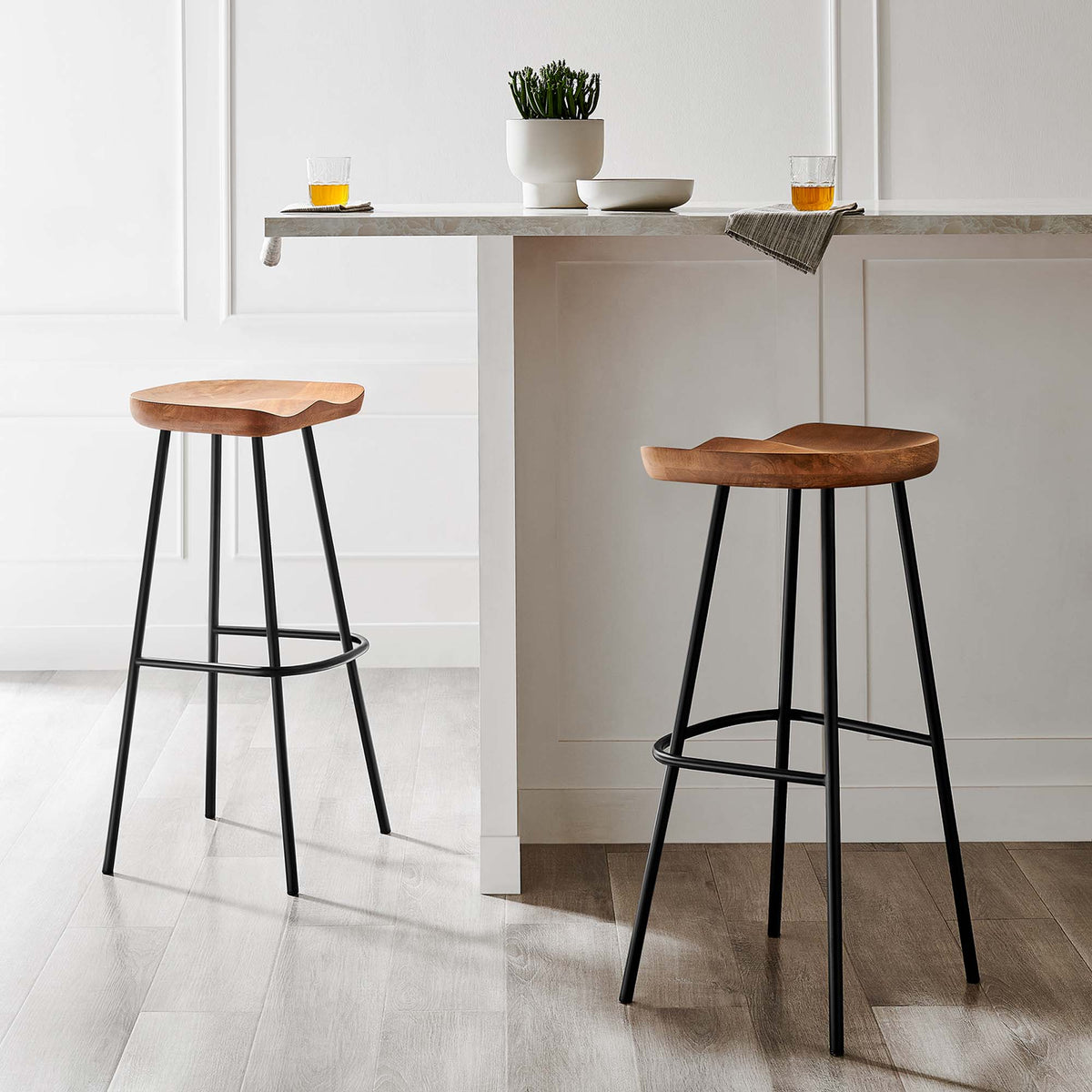 Concord Backless Wood Bar Stools Set of 2 - Walnut