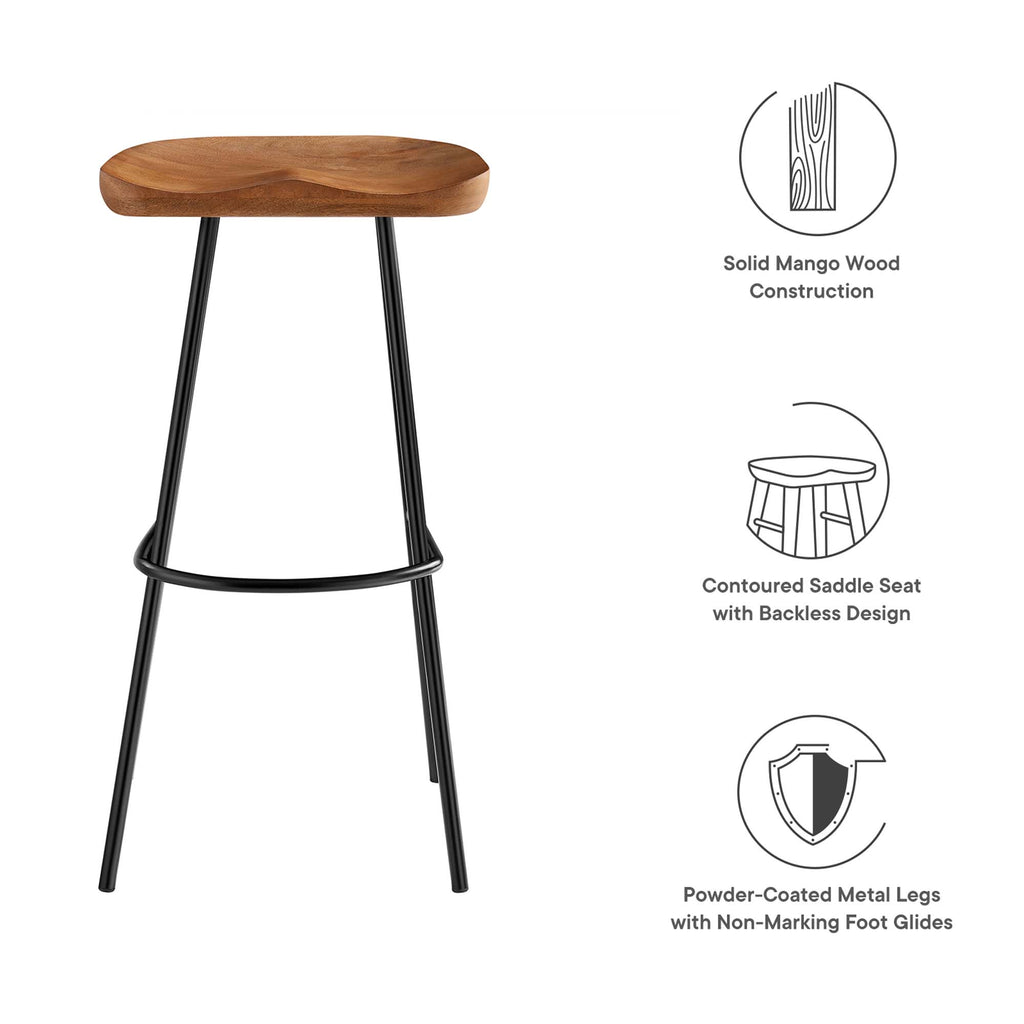 Concord Backless Wood Bar Stools Set of 2 - Walnut