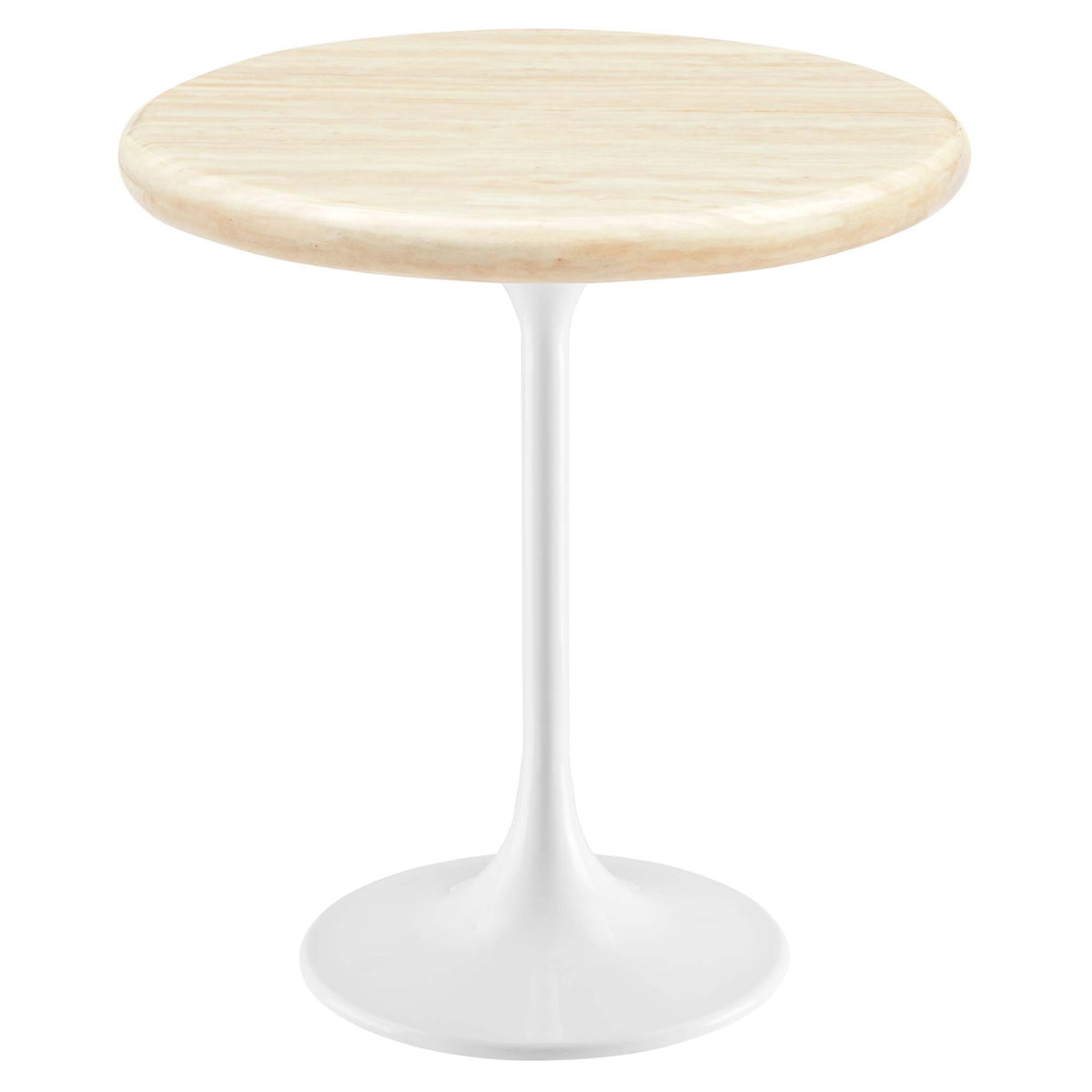 Lippa 20" Round Faux Travertine Side Table - White Travertine