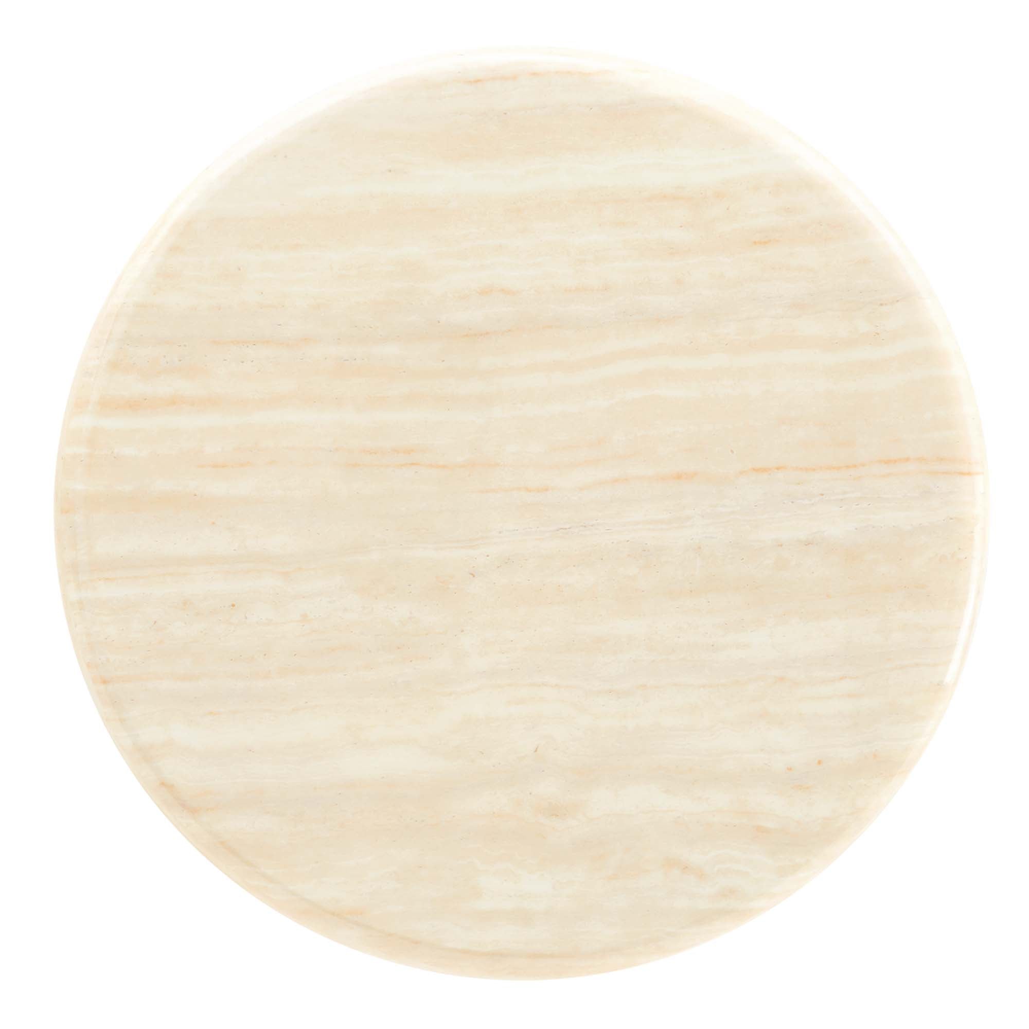 Lippa 20" Round Faux Travertine Side Table - White Travertine