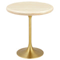 Lippa 20" Round Faux Travertine Side Table - Gold Travertine